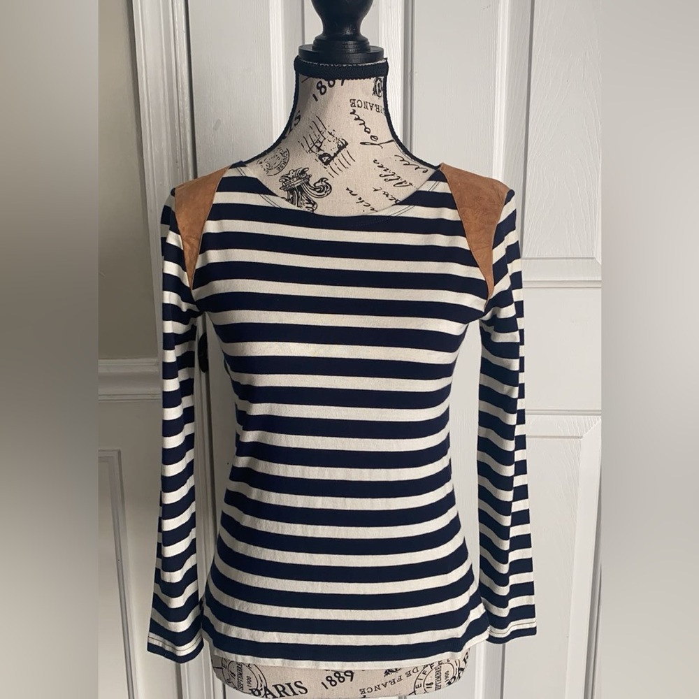 Women’s J Crew Blue And White Striped Long Sleeved Shirt Size XS
